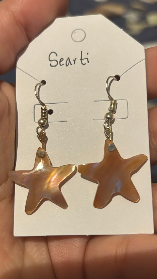 Star Polished Seashell Hook Earring