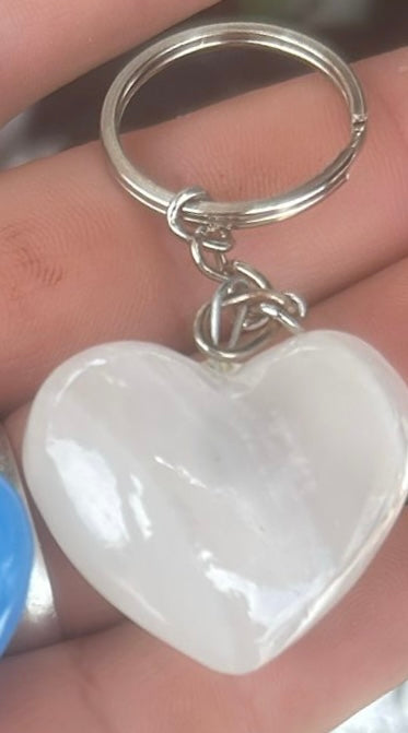 Onyx White Heart keychain