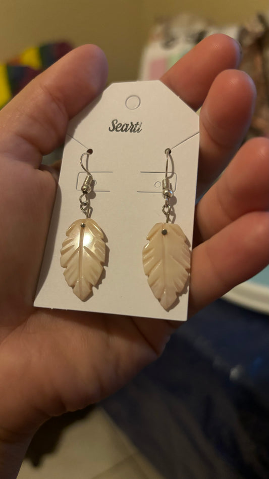 Leaf Polished Seashell Earrings