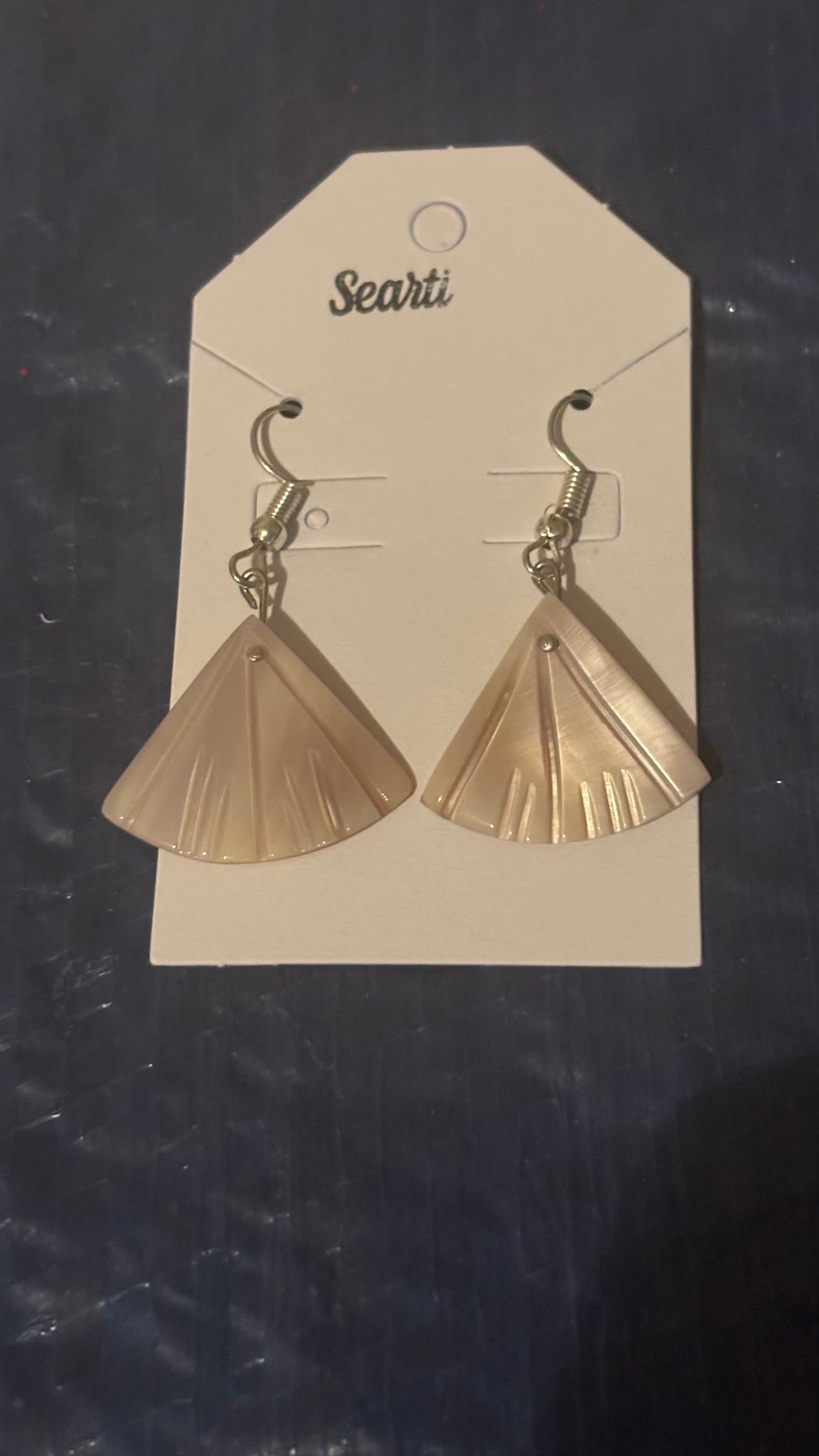 Polished Seashell Hook Earrings