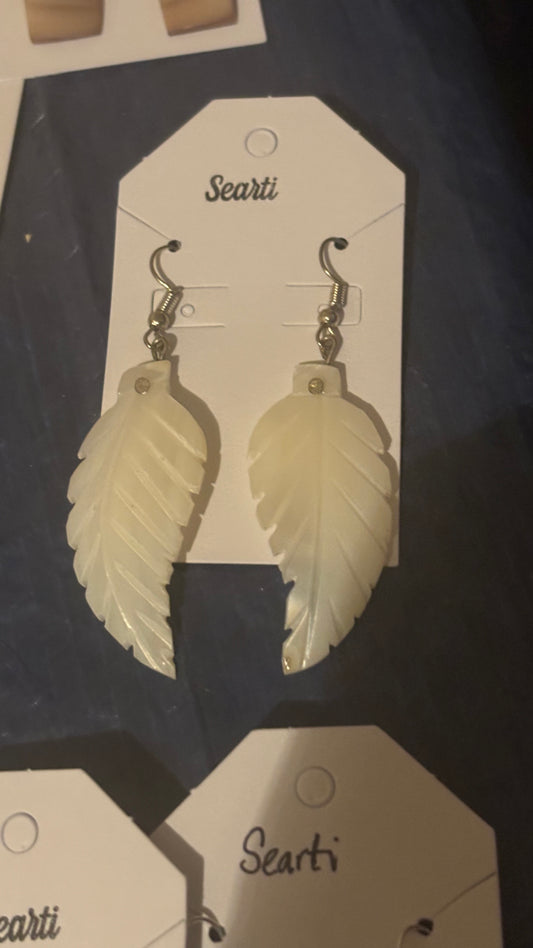 Polished Seashell Hook Earrings