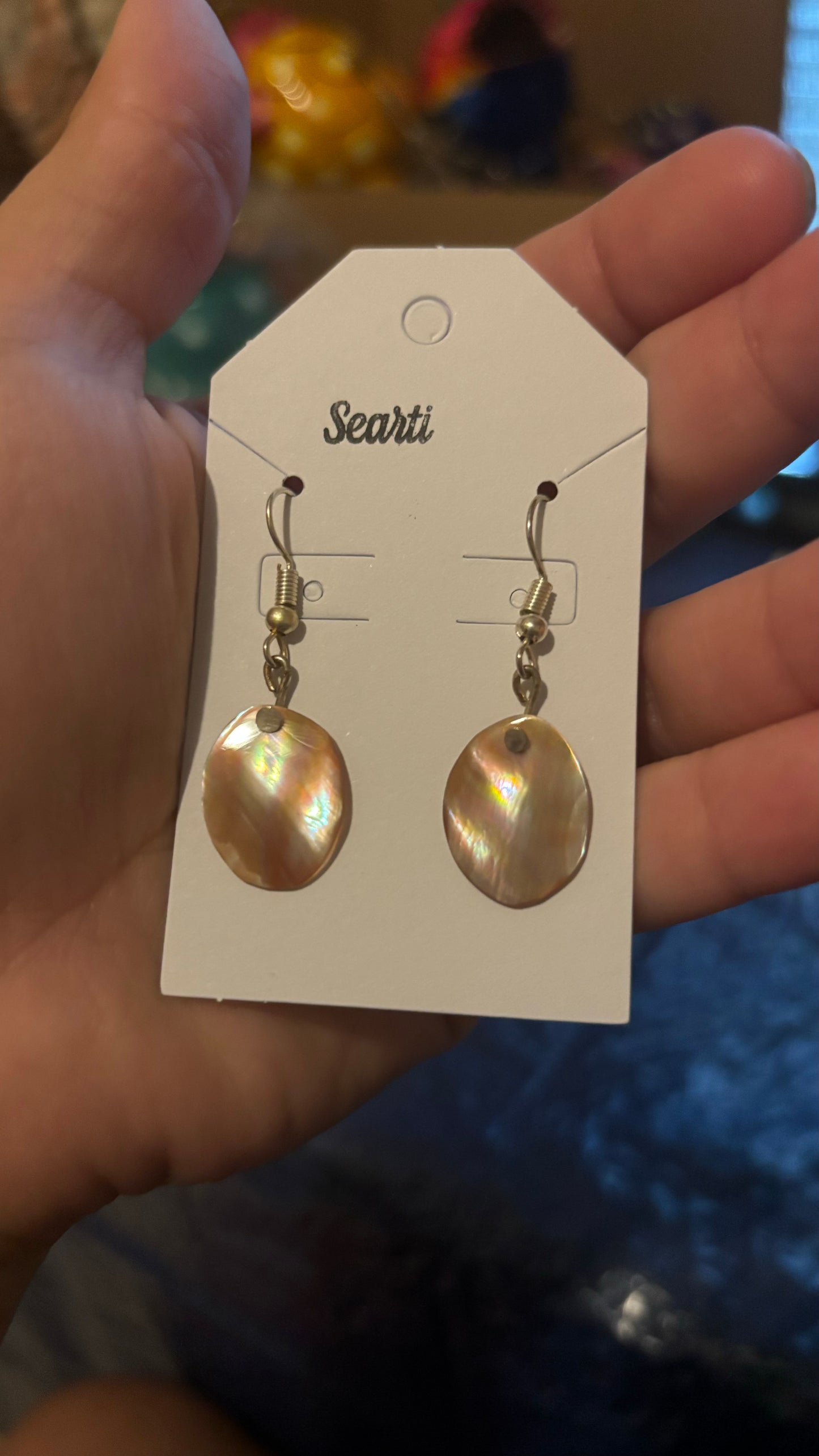 Polished Seashell Hook Earrings