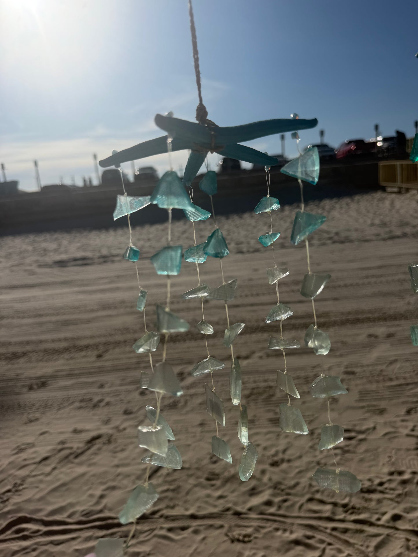 Blue starfish with blue sea glass Windchime