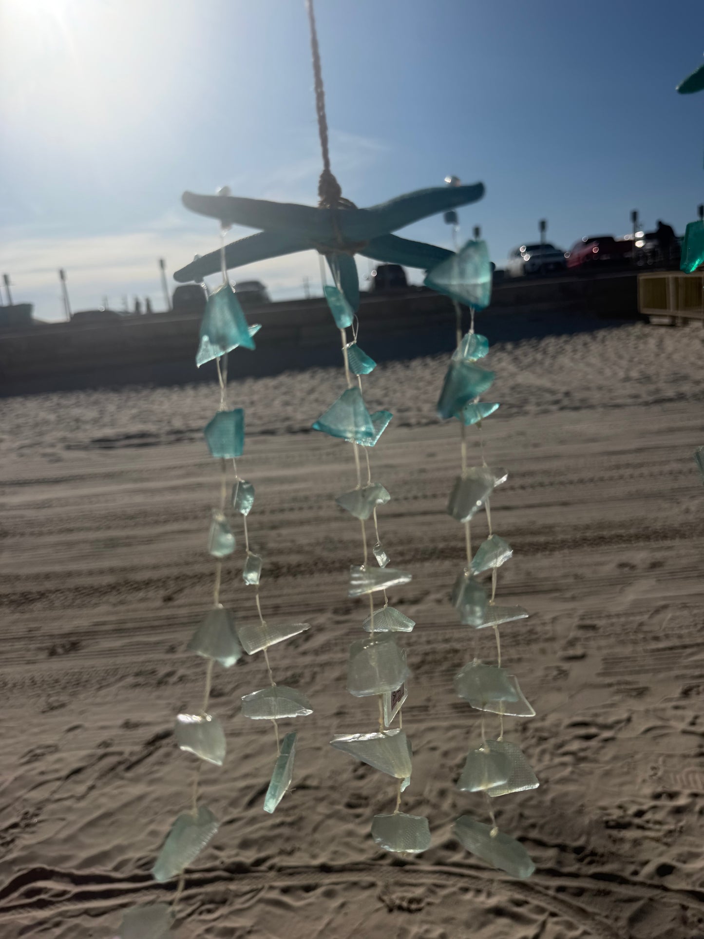 Blue starfish with blue sea glass Windchime